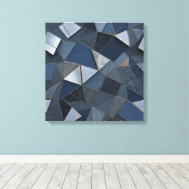 Geometrische Blues Abstraktes Fliesenmosaik Leinwanddruck