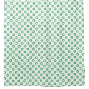 Geometrische Blume 01 - Grasgrün auf Weiß Duschvorhang