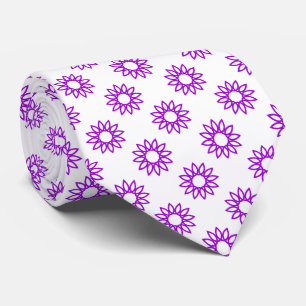 Geometrische Blume 01 - Lila auf Weiß Krawatte