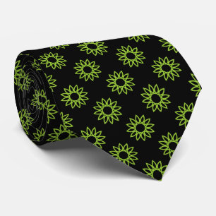 Geometrische Blume 01 - Mars Green on Black Krawatte