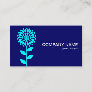 Geometrische Blume - Cyan on Deep Navy Visitenkarte