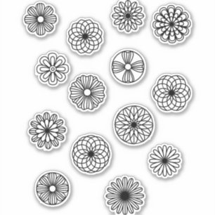 Geometrische Blume des Schwarzen und des Weißen K Aufkleber