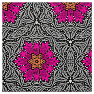 Geometrische Blume - Fuchsienrosa und Grau Stoff