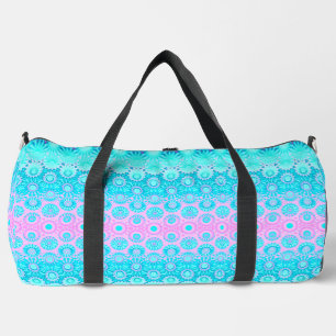 Geometrische Blume in Rosa und Blau Duffle Bag