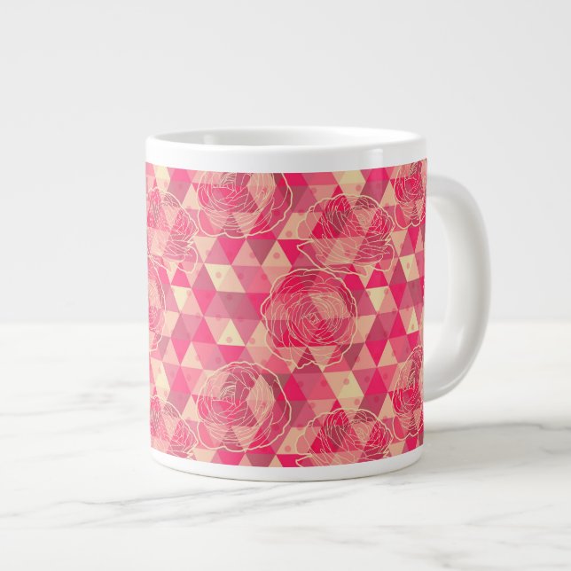 geometrische Blume Jumbo-Tasse (Vorderseite Rechts)