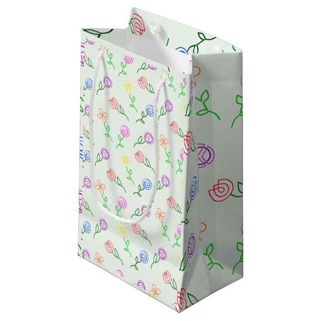 Geometrische Blume Kleine Geschenktüte (Vorderseite Schrägansicht)