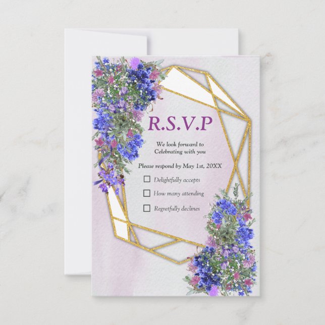 Geometrische Blume RSVP Karte (Vorderseite)