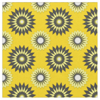 geometrische Blume Sommergelb und schwarz Stoff