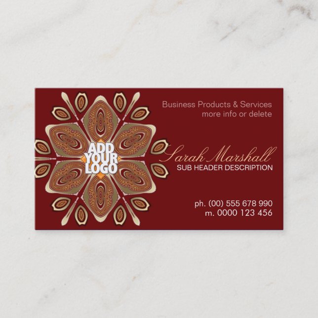 Geometrische Blume von sechs Petals mit Logo-Visit Visitenkarte (Vorderseite)