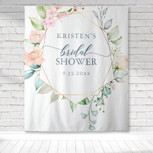 Geometrische Blumen Hochzeitsbrause in Pastell Was Wandteppich