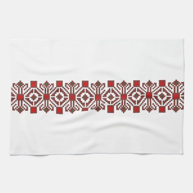 geometrische Blumenkunst des rumänischen Küchentuch (Horizontal)