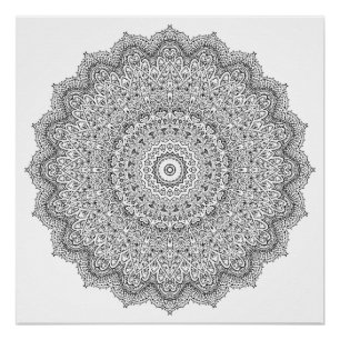 Geometrische BlumenMandala-erwachsener Farbton Poster