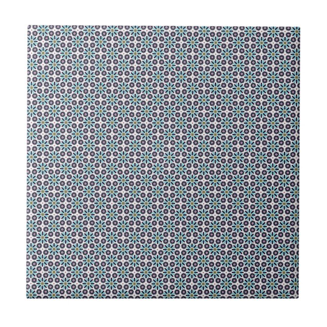 Geometrische Blumenmuster Fliese (Vorderseite)