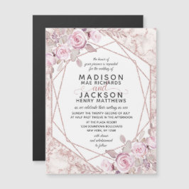 Geometrische Blush-Rahmen-Einladungen für Hochzeit Magneteinladung