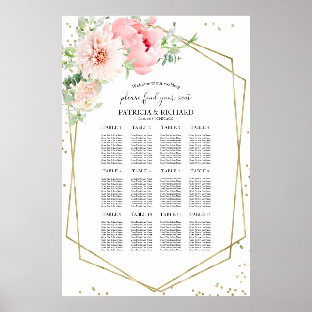 Geometrische Blütenblume für Hochzeitstiege Poster (Vorne)