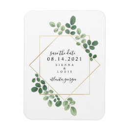 Geometrische botanische Hochzeit speichert das Dat Magnet