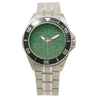 Geometrische Boxen auf grüner eWatch Armbanduhr