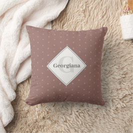 Geometrische, braun-Polka-Punkte für Monogramm-Feu Kissen