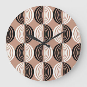 Geometrische braune Kreise Nahtloses Design Große Wanduhr