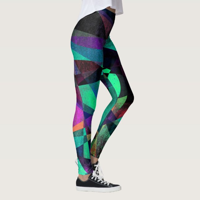 Geometrische, bunte, Grungy abstrakte Kunst Leggings (Rechts)