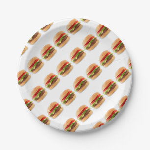 Geometrische Cheeseburger-Papier-Teller-Kunst Pappteller