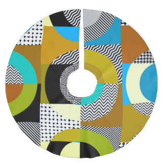 Geometrische Collage: Kreise, Vintages Muster. Polyester Weihnachtsbaumdecke
