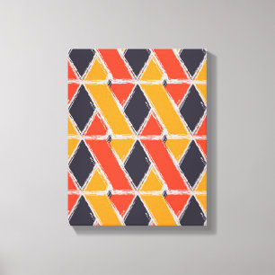 Geometrische coole, gelbe, rote Pinselstrichkunst Leinwanddruck