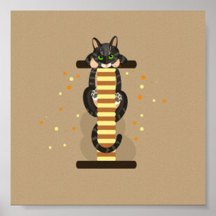 Geometrische Darstellung der Katze Poster