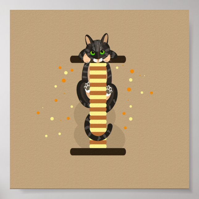 Geometrische Darstellung der Katze Poster (Vorne)