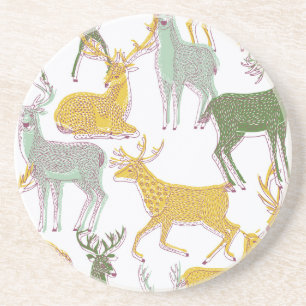 Geometrische Deers: Traditionelle Musterillustrati Getränkeuntersetzer