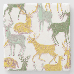 Geometrische Deers: Traditionelle Musterillustrati Steinuntersetzer