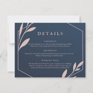 Geometrische Detailkarte für Navy und Pink Einladung