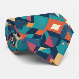 Geometrische Diamanten in Retro-Aquamarinen Farben Krawatte