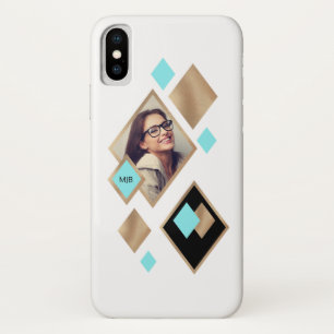 Geometrische Diamanten mit Foto und Monogramm Case-Mate iPhone Hülle