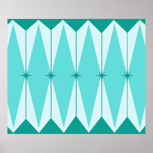 Geometrische Diamanten u. Sternexplosion-Plakat Poster