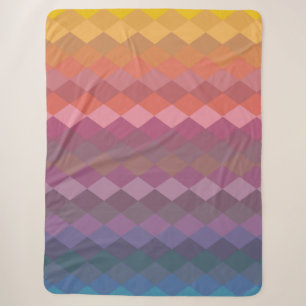Geometrische Diamantformen in gedämpften Regenboge Sherpadecke