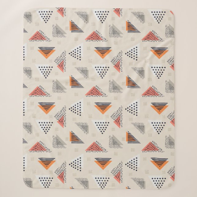 Geometrische Dreieck-Hand gezeichnetes Muster Sherpadecke (Vorderseite)