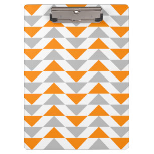 Geometrische Dreieck-orange graues Weiß-Muster Klemmbrett