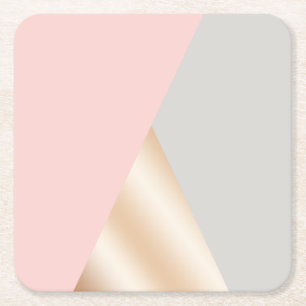geometrische Dreiecke aus rosa, grauem und Rose-Go Rechteckiger Pappuntersetzer