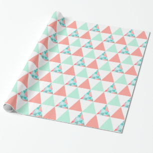 Geometrische Dreiecke Minusgrau-Korallenrosa Muste Geschenkpapier