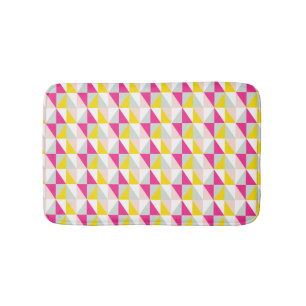 Geometrische Dreiecke Rosa und Gelb Muster Badematte