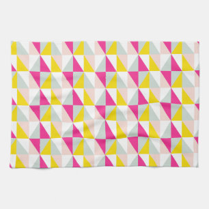 Geometrische Dreiecke rosa und gelbes Muster Handtuch