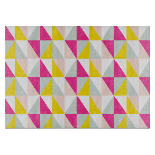 Geometrische Dreiecke rosa und gelbes Muster Schneidebrett