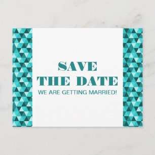 Geometrische Dreiecke Save the Date Postkarte, Aqu Ankündigungspostkarte