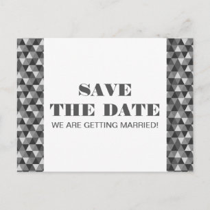 Geometrische Dreiecke Save the Date Postkarte, gra Ankündigungspostkarte