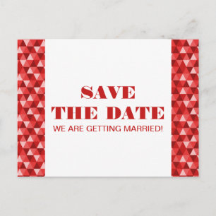 Geometrische Dreiecke Save the Date Postkarte, rot Ankündigungspostkarte