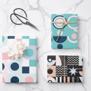 Geometrische einfache elegante Geschenkpapierbögen Geschenkpapier Set
