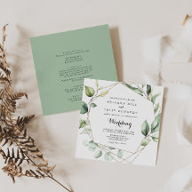 Geometrische Elegant Gold Green Front & Back Weddi