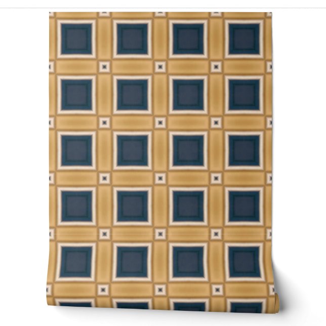 Geometrische Eleganz der Marine und Gold Tapete (Abrollen)
