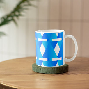 Geometrische Eleganz: Die blaue Diamant-Muster-Tas Kaffeetasse